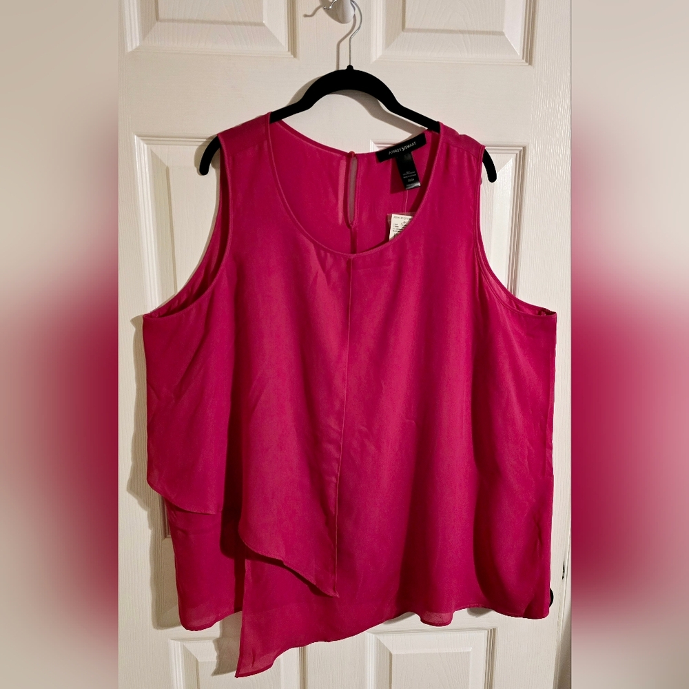 Plus Size Ashley Stewart Hot Pink Tiered Tank Top-Size 22/24